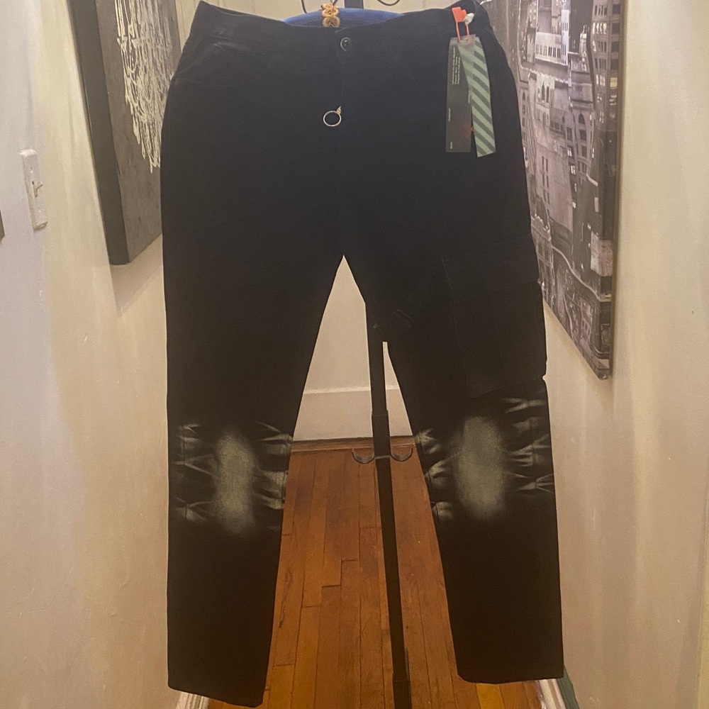 Off-White Black Distressed Cargo Pants